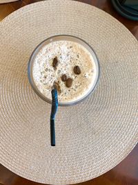 High angle view of breakfast on table