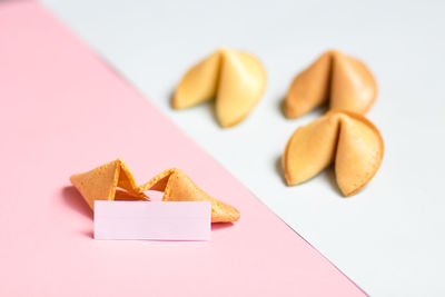 High angle view of cookies on table