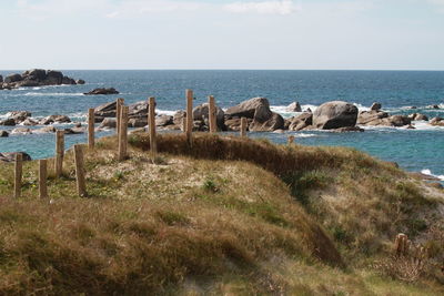 Scenic view of beach against sky