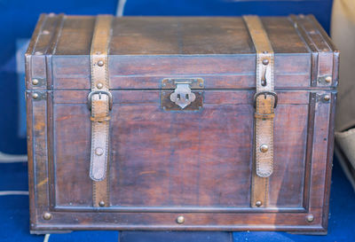 Close-up of closed treasure chest