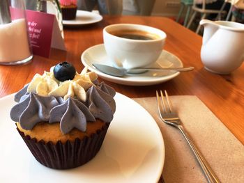 Close-up of coffee served on table