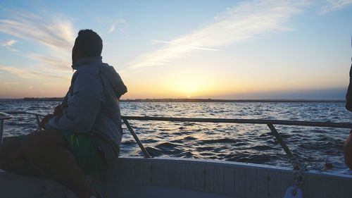 Scenic view of sea at sunset