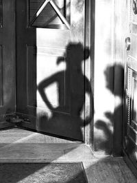 Shadow of closed door of building