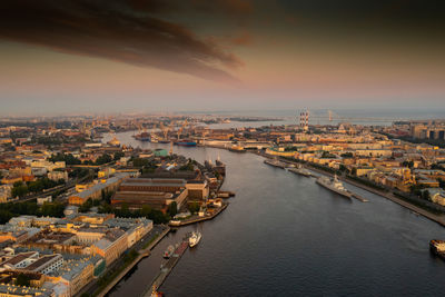 High angle view of buildings in city