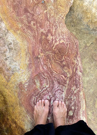 Low section of man standing on rock