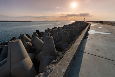 Panoramic view of sea against sky during sunset