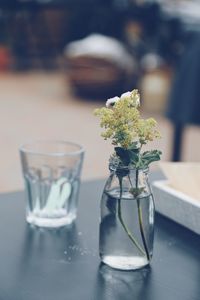 Close-up of glass vase on table