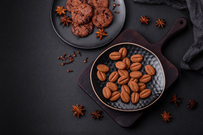 High angle view of food in bowl on table