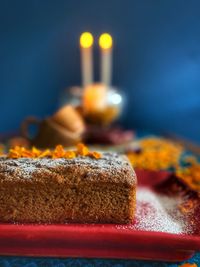 Close-up of cake on table