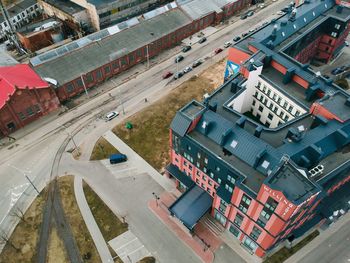 High angle view of city street