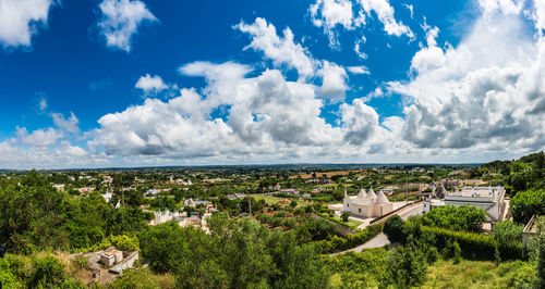 High angle view of townscape against sky