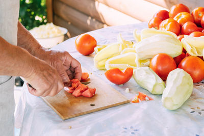 Close-up of food on cutting board