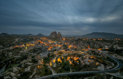 High angle view of townscape against sky