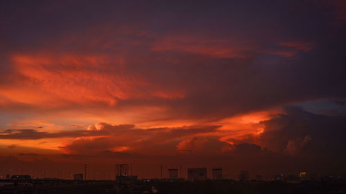 Scenic view of dramatic sky during sunset