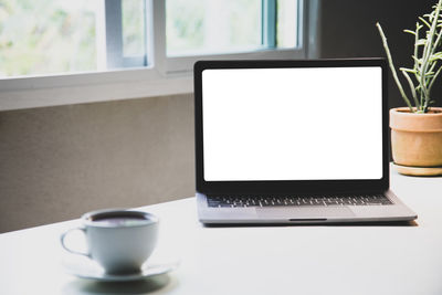 Laptop on table