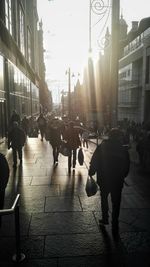 People walking on city street