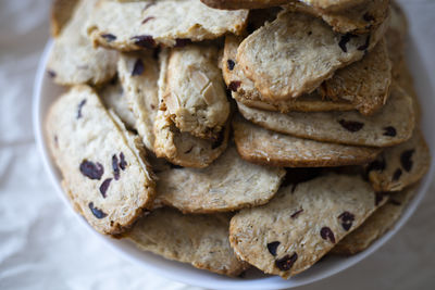 Close-up of cookies in plate