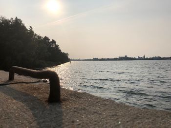 Scenic view of sea against clear sky during sunset