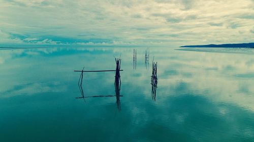 Scenic view of lake against sky