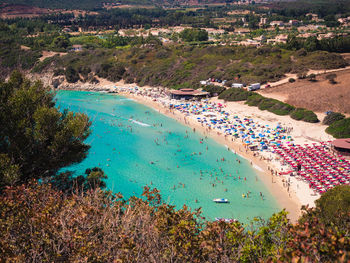 High angle view of swimming pool at beach