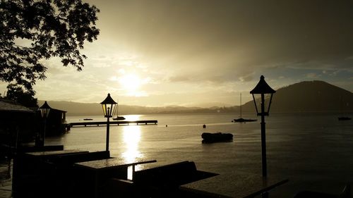 Scenic view of sea at sunset