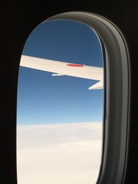 View of sky seen through airplane window