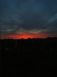 Silhouette buildings against sky during sunset