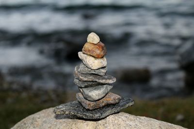 Close-up of stack of rocks