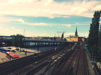 Railroad tracks against sky