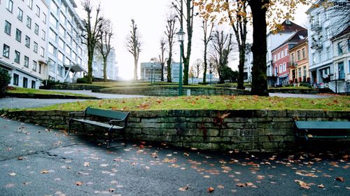 Park in city against sky