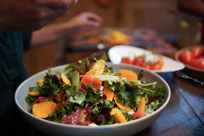 Close-up of meal served on table