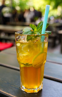 Close-up of drink on table