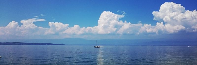 Scenic view of sea against cloudy sky