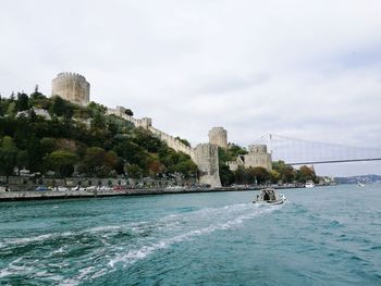 Scenic view of sea against cloudy sky