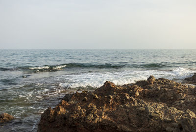 Scenic view of sea against clear sky