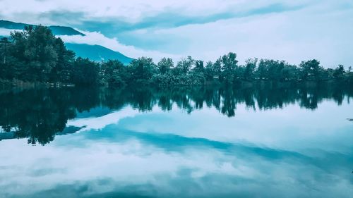 Scenic view of lake against sky