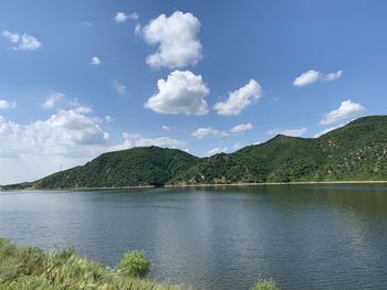 Scenic view of lake against sky