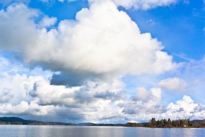 Scenic view of sea against cloudy sky