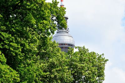 Low angle view of tree against fernsehturm