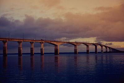 Low angle view of bridge over river against sky