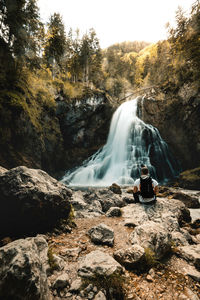 Scenic view of waterfall in forest