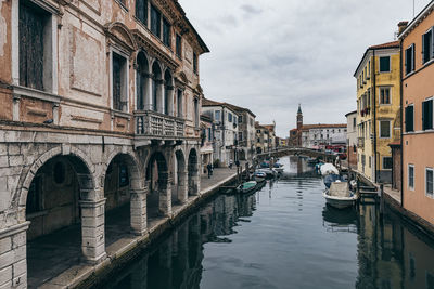 Canal passing through city buildings