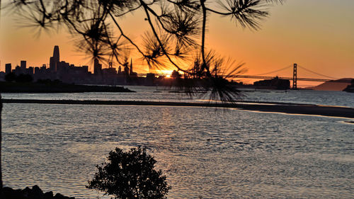 Scenic view of sea during sunset