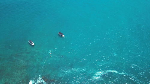 High angle view of swimming pool in sea