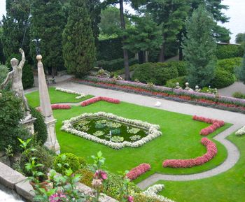 Scenic view of flowers and trees in park