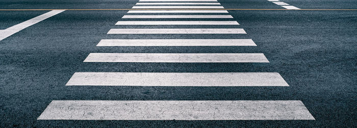 High angle view of zebra crossing on road