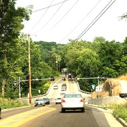 Train moving on road