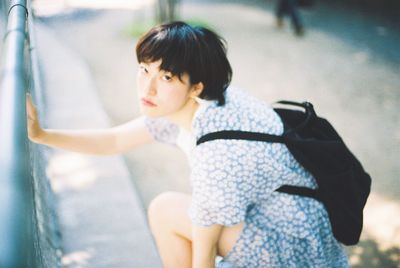 Portrait of woman looking away