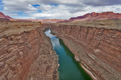 Colorado river amidst rock formation at grand canyon national park