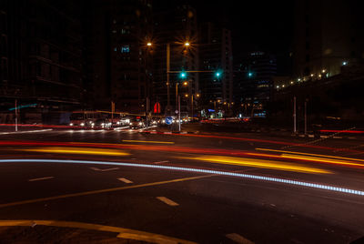 Traffic on road at night